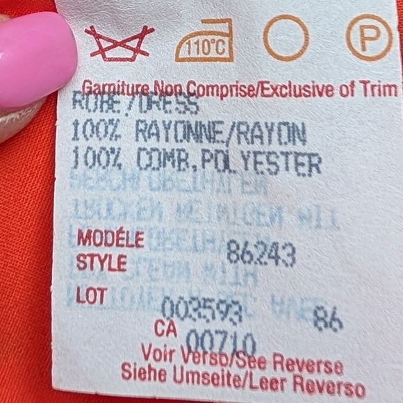 Vintage Joseph Ribkoff Floral Sheath Dress Orange Red Watercolor Print Size 8 - Picture 8 of 16